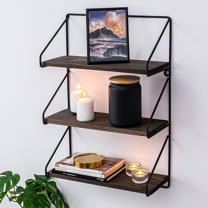 Hanah Home Violaceae Estantería de Pared Moderna e Industrial en Negro y Nogal Hanah Home Violaceae Estantería de Pared Moderna e Industrial en Negro y Nogal